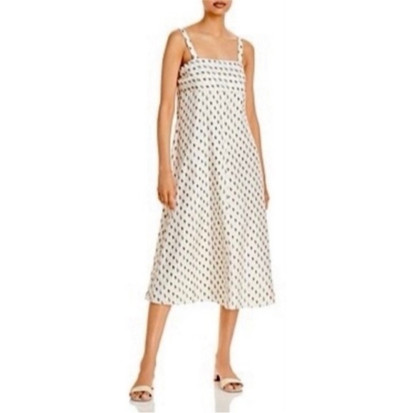 Theory Floral lkat Print Silk Tie Back Slip Midi Dress Size Small - Picture 3 of 10